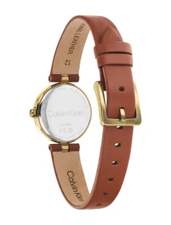 Gleam horloge met vergulde leren band