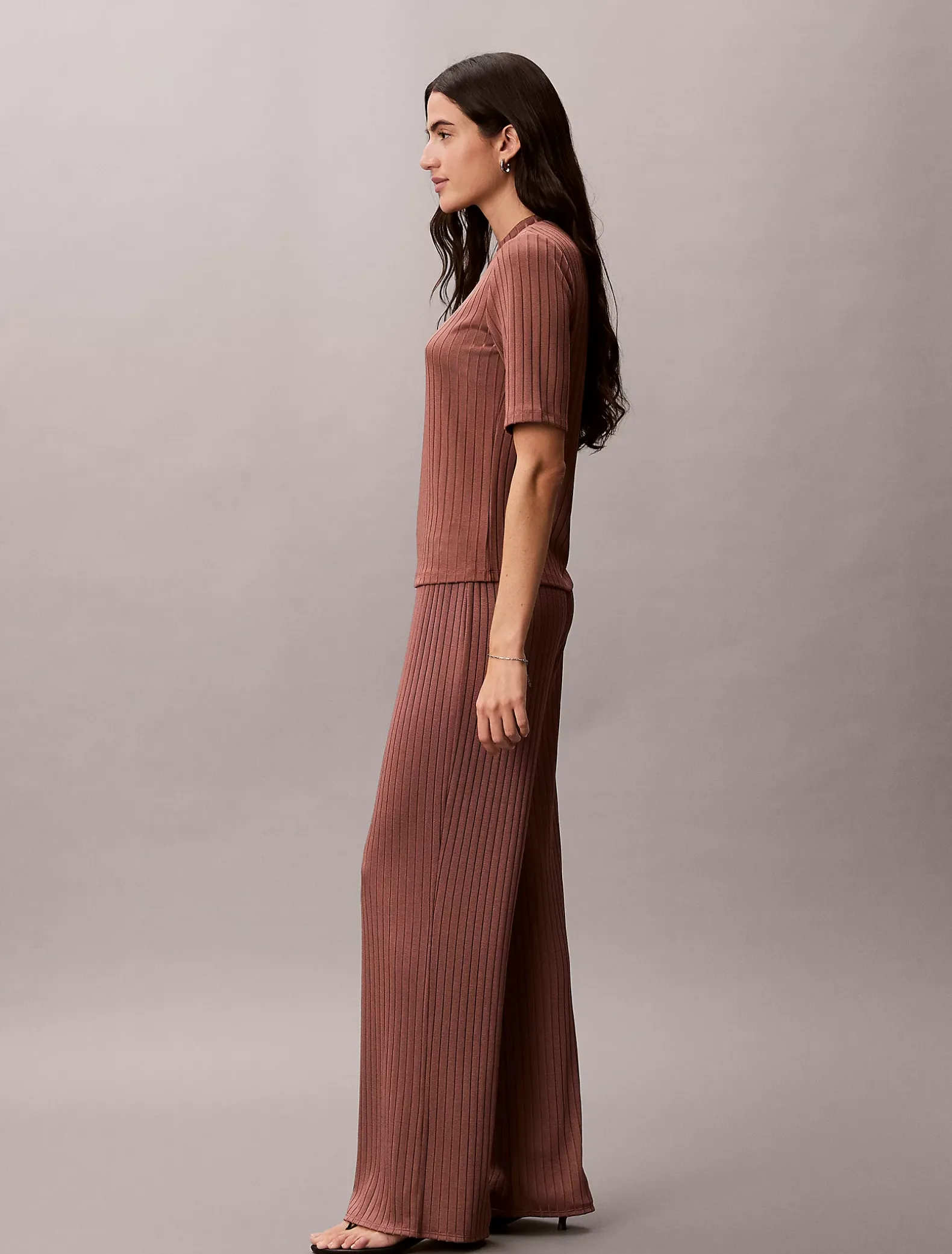 Glimmende geribde pull-on broek