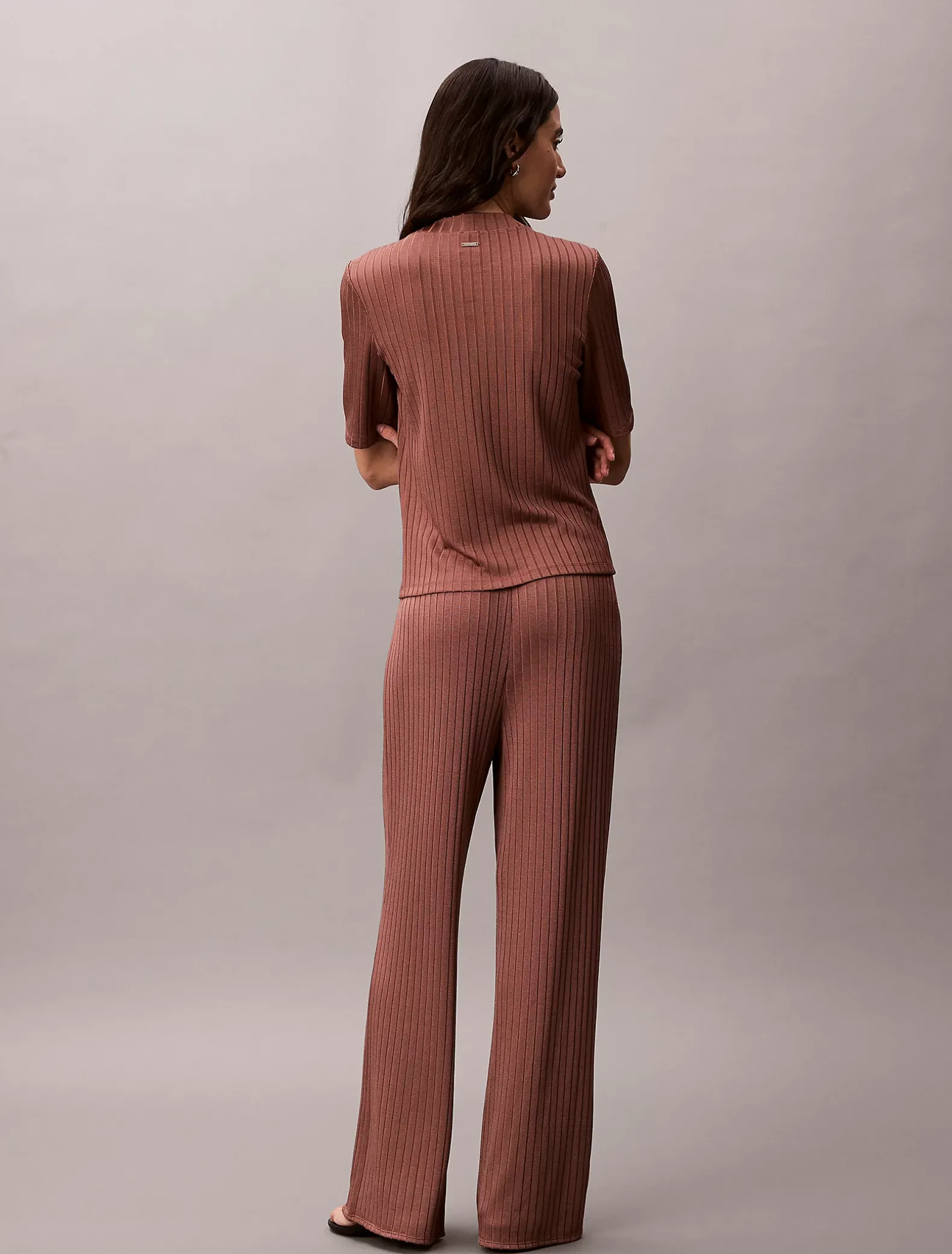 Glimmende geribde pull-on broek