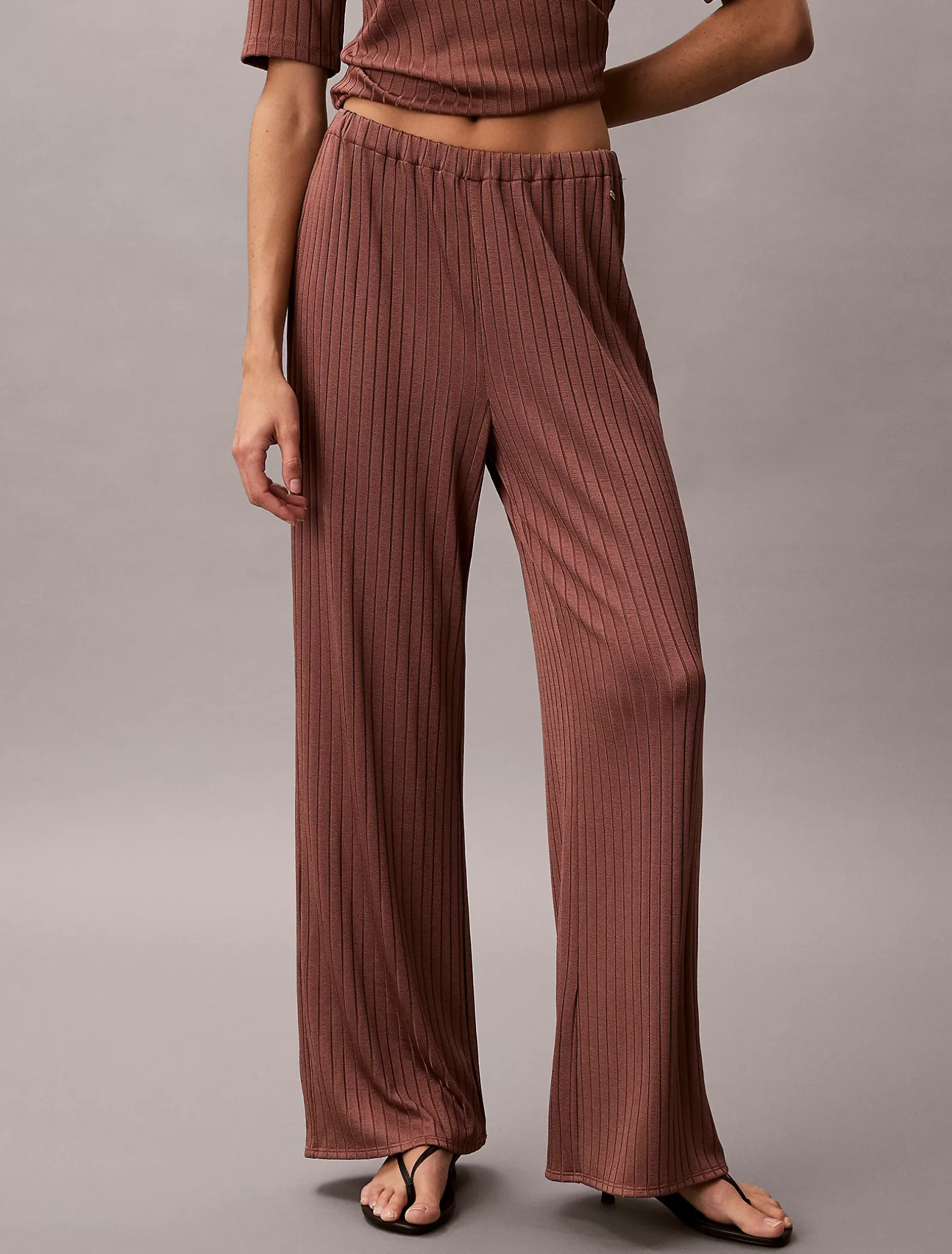 Glimmende geribde pull-on broek