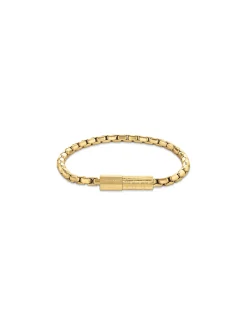 Goud vergulde stalen armband met rechthoekige schakels