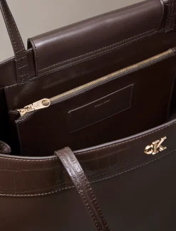 Grote draagtas met monogram en krokodillenprint