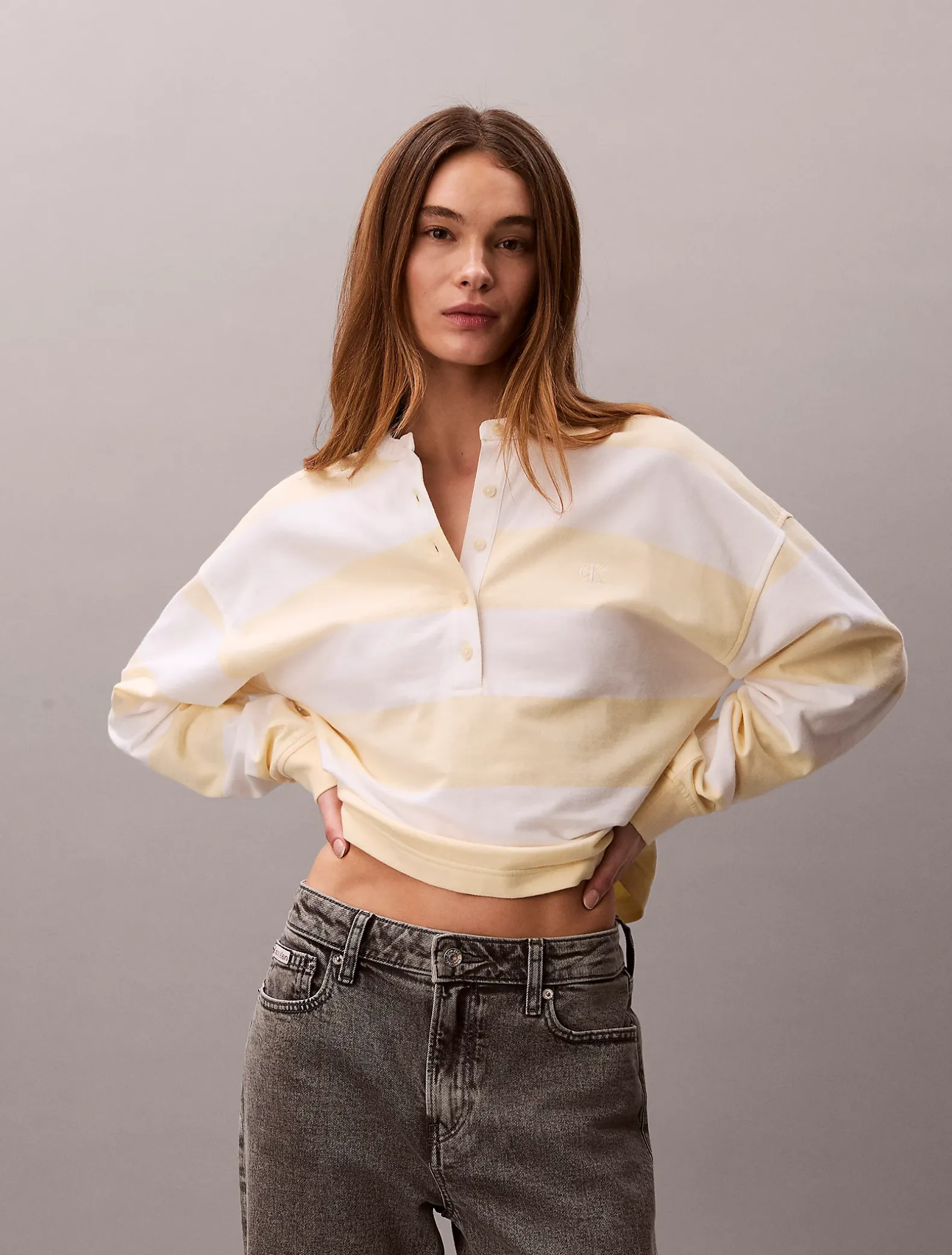 Henley top met varsity streep