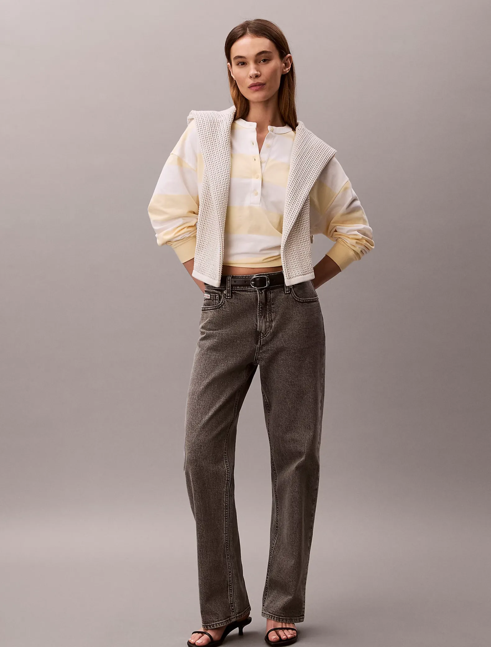 Henley top met varsity streep