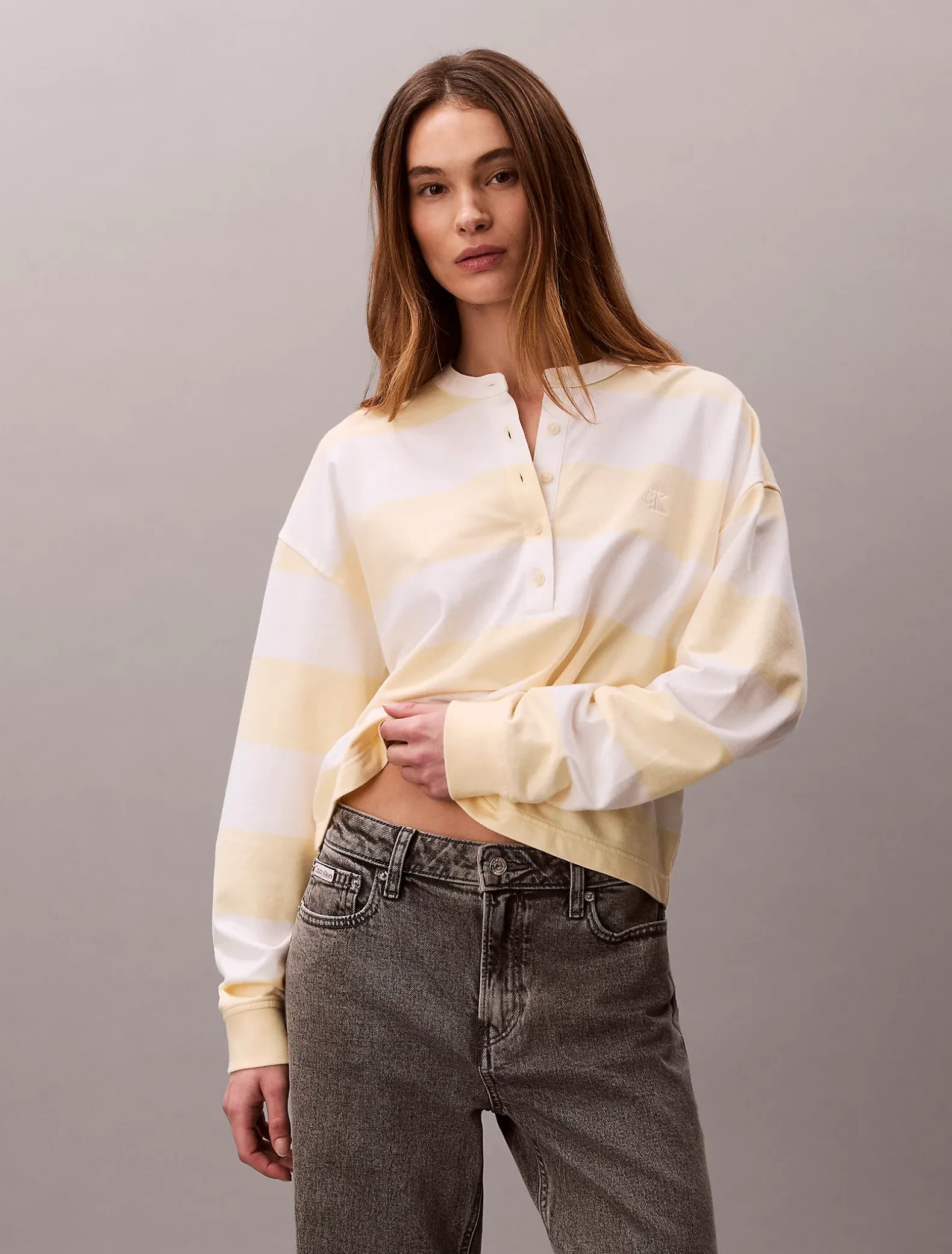 Henley top met varsity streep