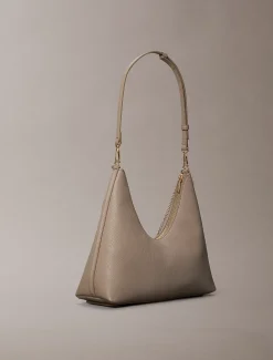 Hobo bag van grove textuur met ketting