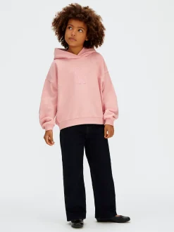 Hoekige hoodie met logo en print achter
