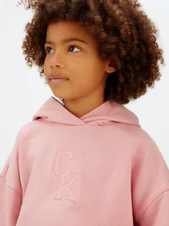 Hoekige hoodie met logo en print achter