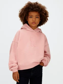 Hoekige hoodie met logo en print achter