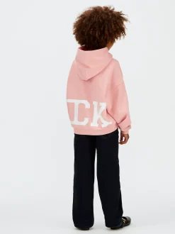 Hoekige hoodie met logo en print achter