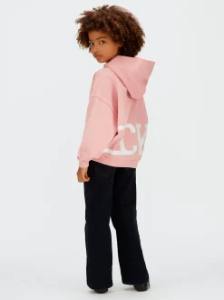 Hoekige hoodie met logo en print achter