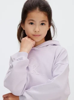 Hoekige hoodie met logo en print achter