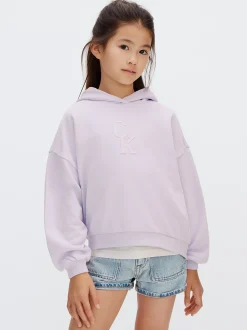 Hoekige hoodie met logo en print achter