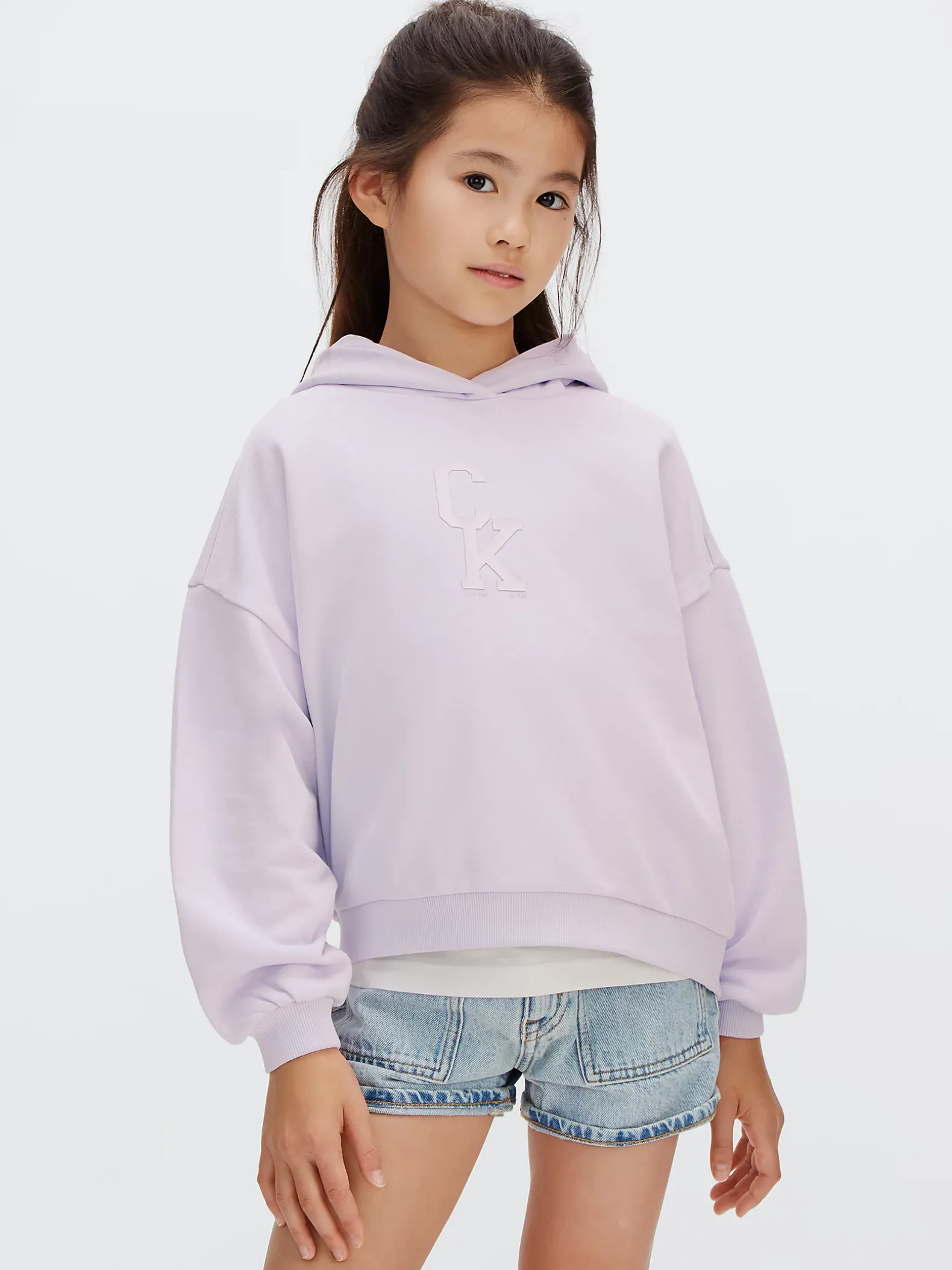 Hoekige hoodie met logo en print achter