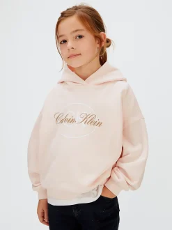 Hoekige hoodie met logo en print achter