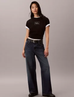 Hoekig T-shirt met scriptlogo
