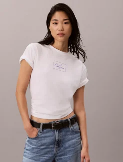 Hoekig T-shirt met scriptlogo