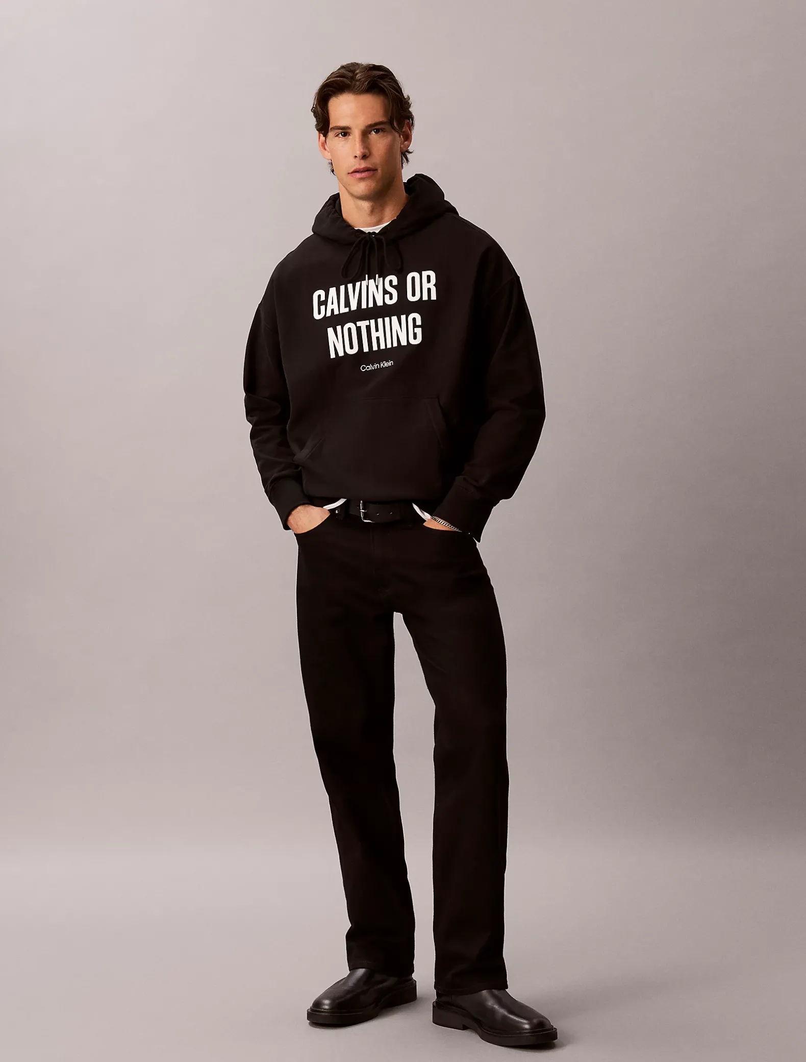 Hoodie met 'Relaxed Calvins Or Nothing'-opdruk