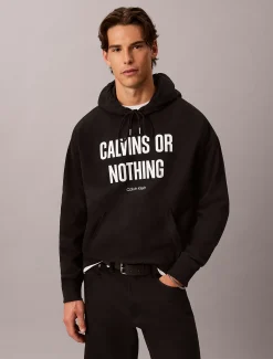 Hoodie met 'Relaxed Calvins Or Nothing'-opdruk