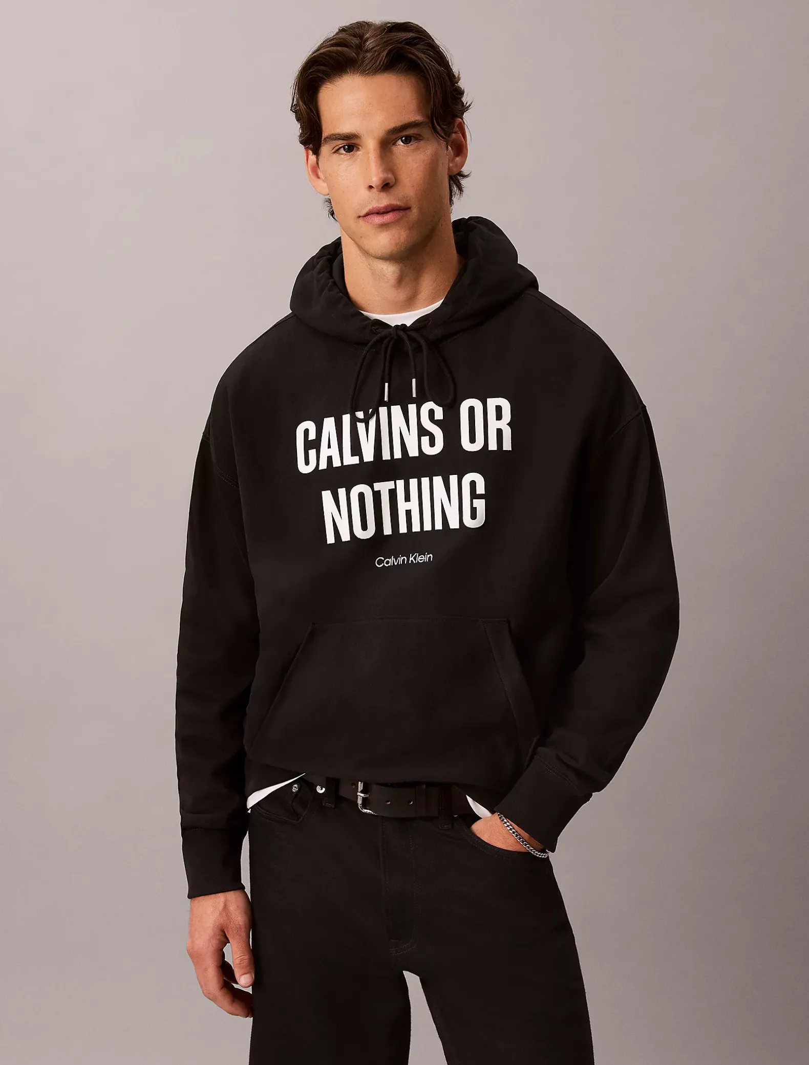 Hoodie met 'Relaxed Calvins Or Nothing'-opdruk
