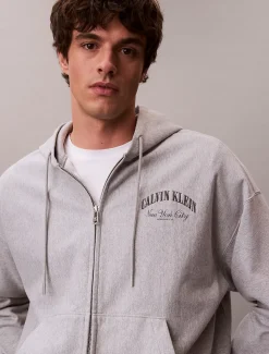 Hoodie met rits en varsity-logo