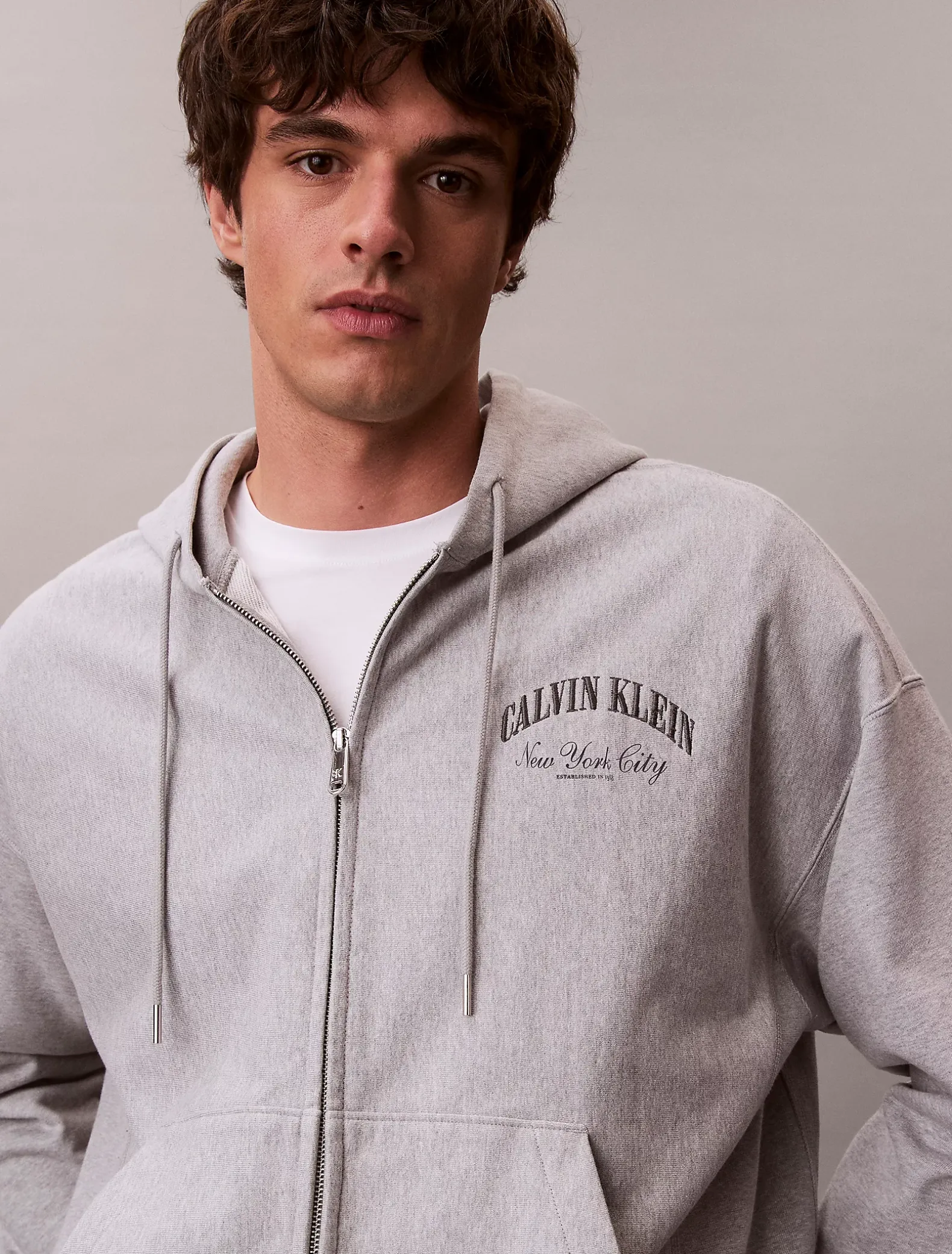 Hoodie met rits en varsity-logo