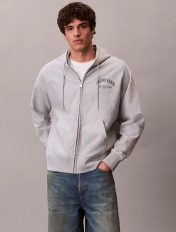 Hoodie met rits en varsity-logo