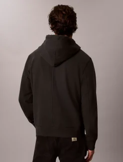 Hoodie van badstofkatoen met embleem en rits