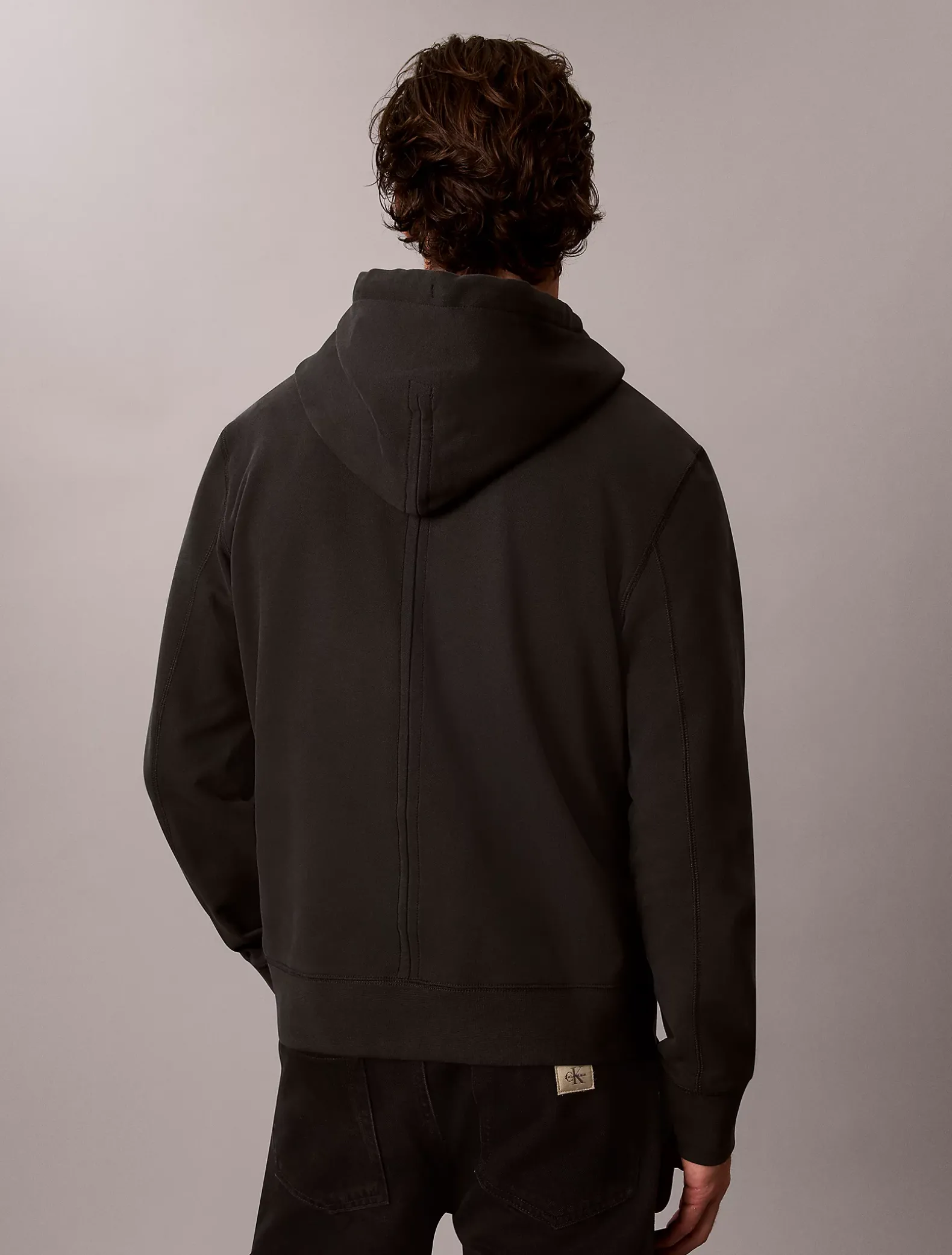 Hoodie van badstofkatoen met embleem en rits