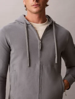 Hoodie van badstofkatoen met embleem en rits