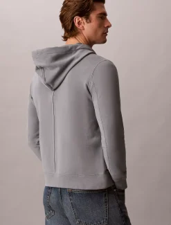 Hoodie van badstofkatoen met embleem en rits