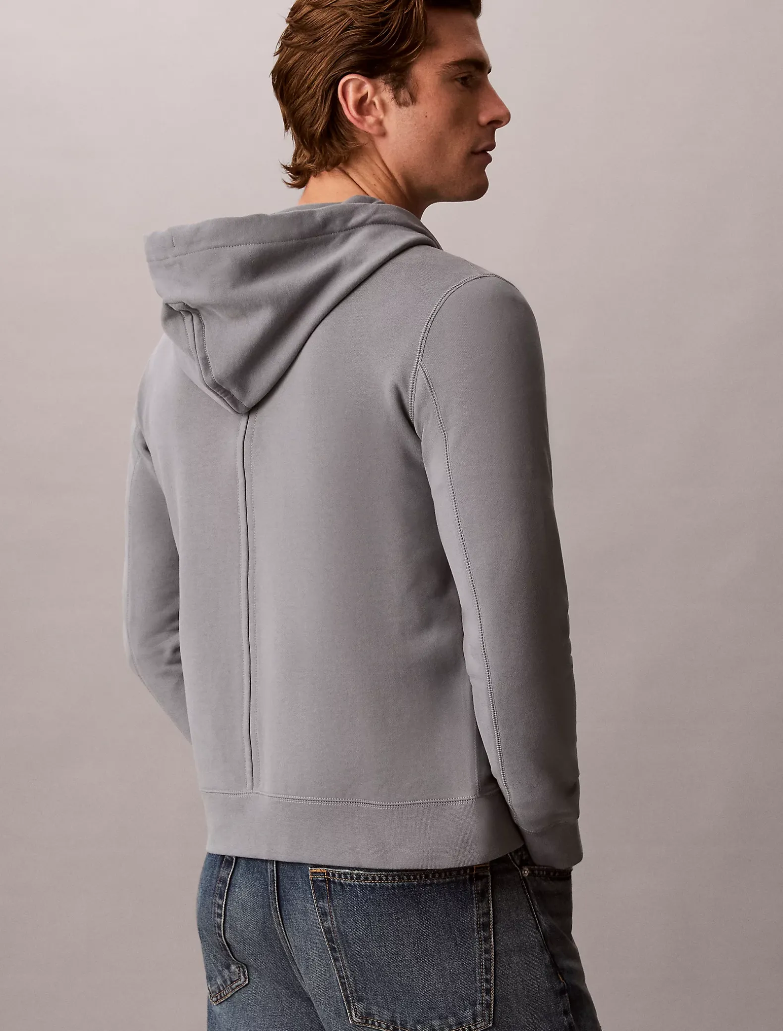 Hoodie van badstofkatoen met embleem en rits