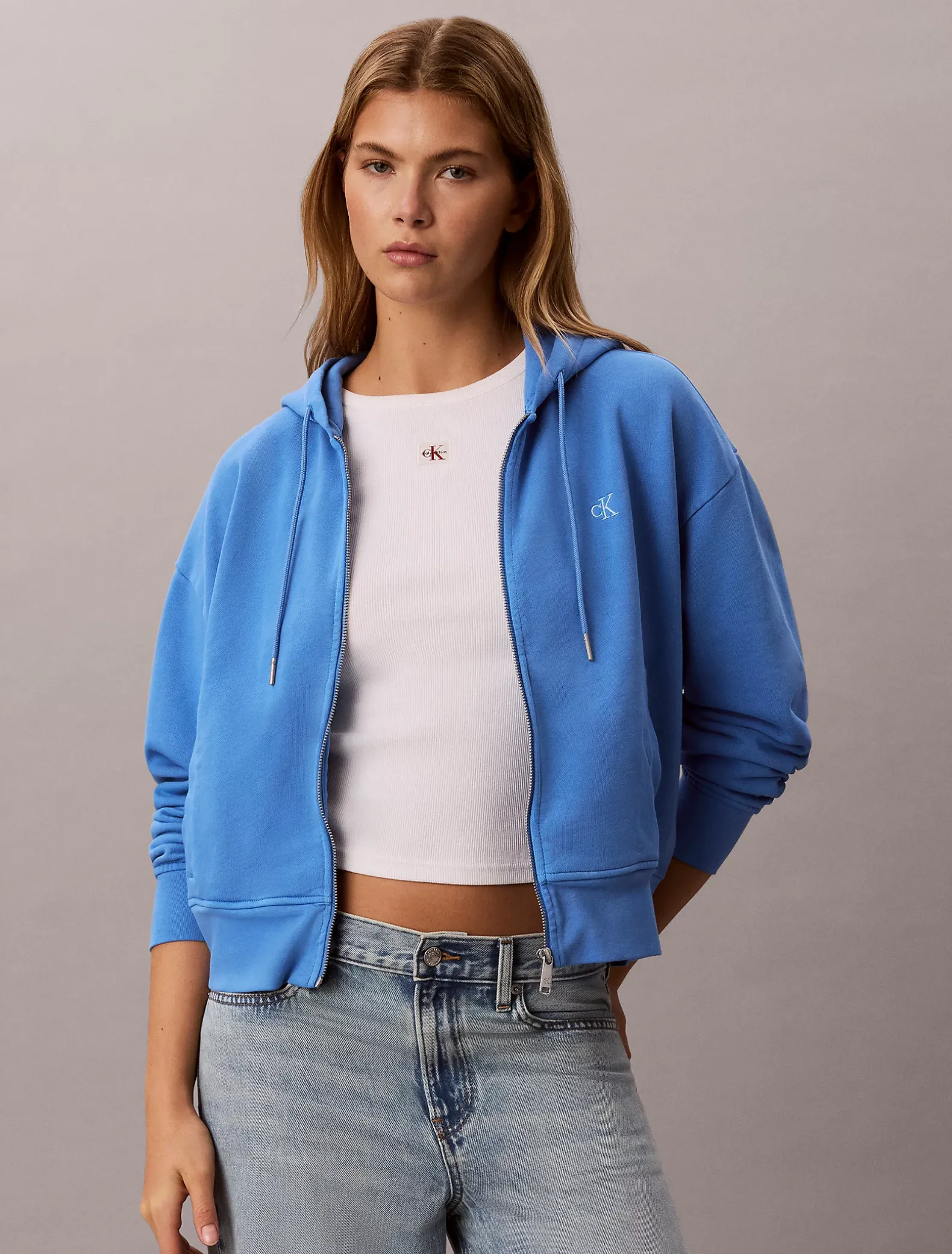 Hoodie van gewassen badstof met monogram