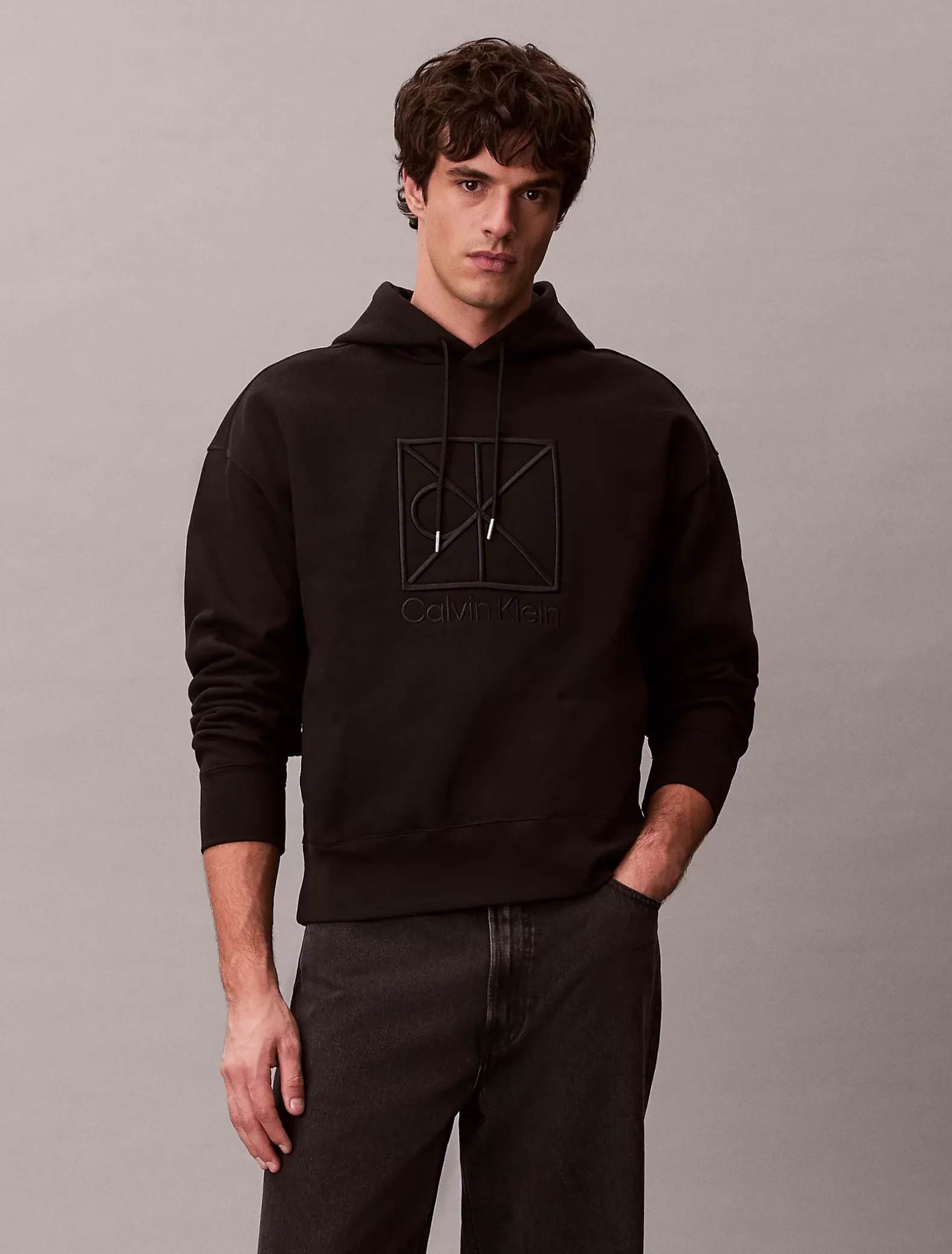 Hoodie van zware jersey met logo