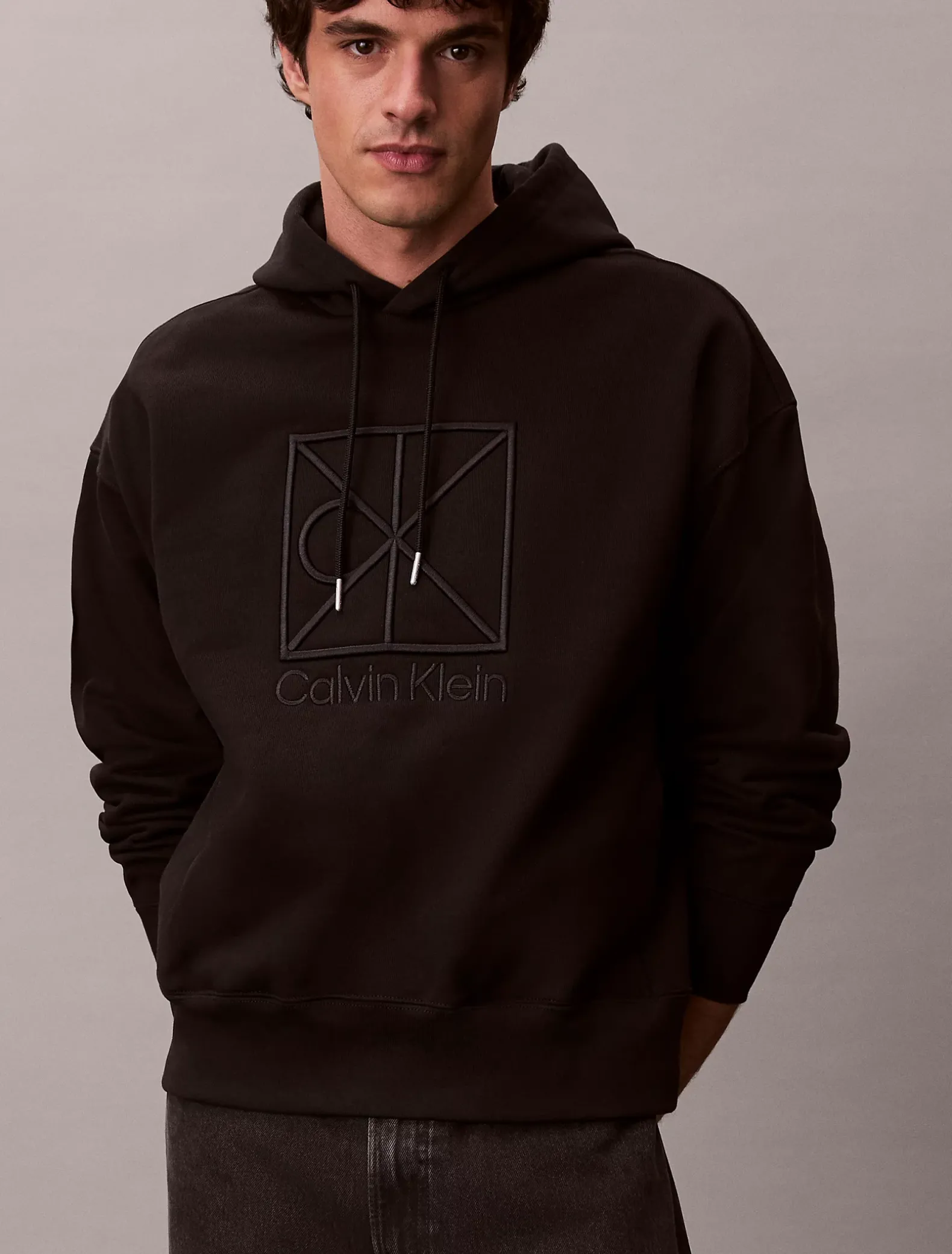 Hoodie van zware jersey met logo