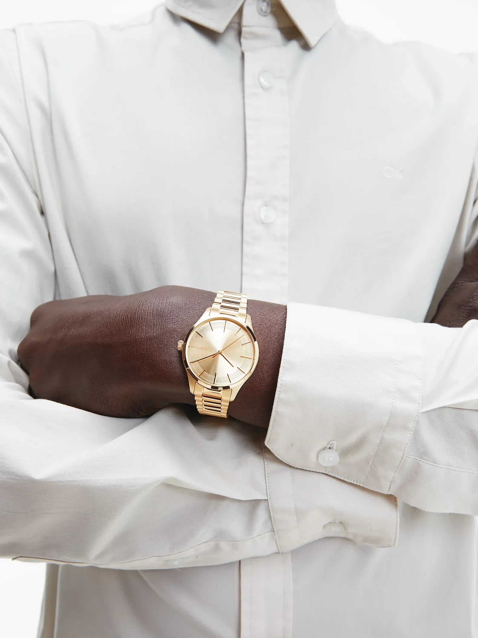 Horloge met vergulde stalen armband