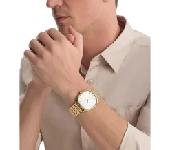 Horloge met vierkante wijzerplaat van verguld staal