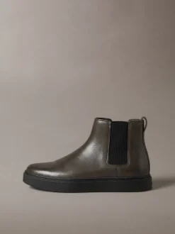 Hybride leren Chelsea-laarzen met cupsole