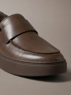 Hybride leren mocassins met cupsole