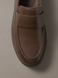 Hybride leren mocassins met cupsole