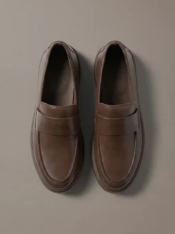 Hybride leren mocassins met cupsole