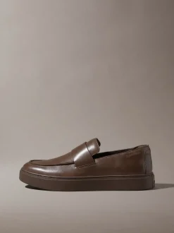 Hybride leren mocassins met cupsole