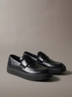 Hybride leren mocassins met cupsole