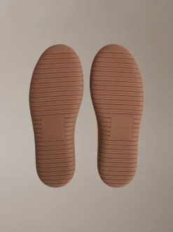 Hybride sneakers van glad leer