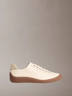 Hybride sneakers van glad leer