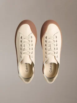 Hybride sneakers van glad leer