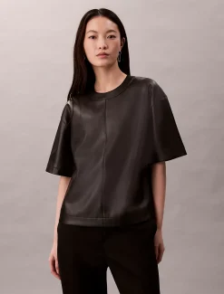 Imitatieleren boxy T-shirt