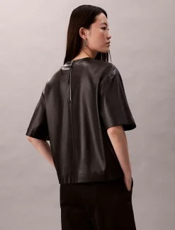 Imitatieleren boxy T-shirt