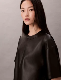 Imitatieleren boxy T-shirt