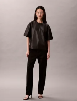 Imitatieleren boxy T-shirt